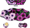Mouse Pad with Wrist Support + Desk Mat + Coaster 3 in 1 Set XXL Large Gaming Mousepad Ergonomic Mouse Pads for Desk Computer Laptop OfficeAfrican Daisy