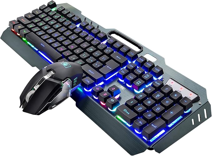 Wireless Gaming Keyboard and Mouse Combo61 Key Rainbow Backlit Keyboard with Rechargeable 3800mAhMechanical FeelErgonomicQuietWaterproofRGB Mute Mice for PS4Xbox OneDesktopPC