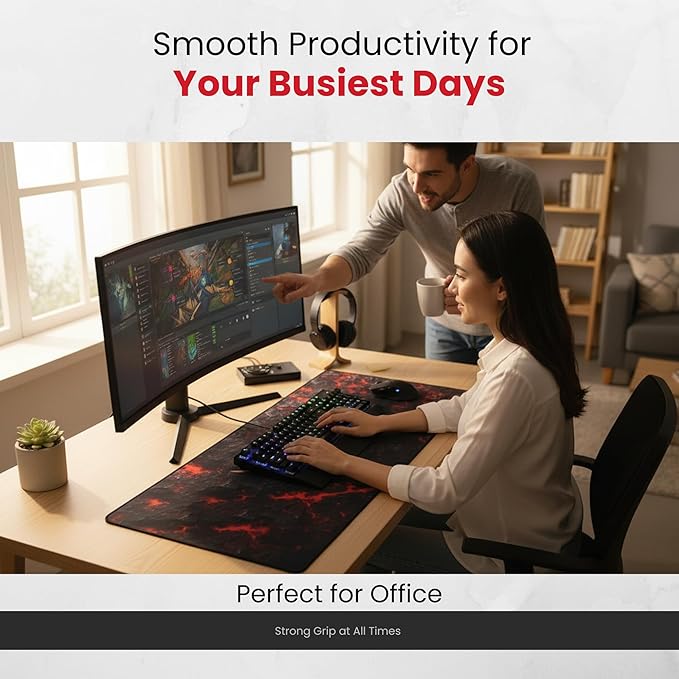 Gaming Mouse Pad XL Desk Mat 35.4x15.7 Inches – Large Mouse Mat with Non-Slip Rubber Base Smooth Surface for Work &amp Play Extended Desk Pad for Office or Gaming Setup