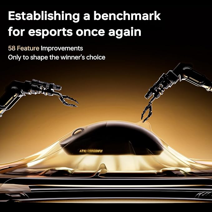 ATK Dragonfly A9 Air Wireless Gaming Mouse 47g Lightweight PAW3950 Ultra Sensor Nordic 54L15 MCU 8K Polling 300 Hr Battery Life Dual-Mode 2.4G/Wired