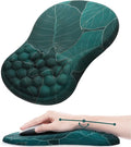 Mouse Pad Wrist Support Ergonomic Mouse Pad with Wrist Rest Comfortable Computer Mouse Pad for Laptop Pain Relief Mousepad with Non-Slip PU Base Banana Leaf Green