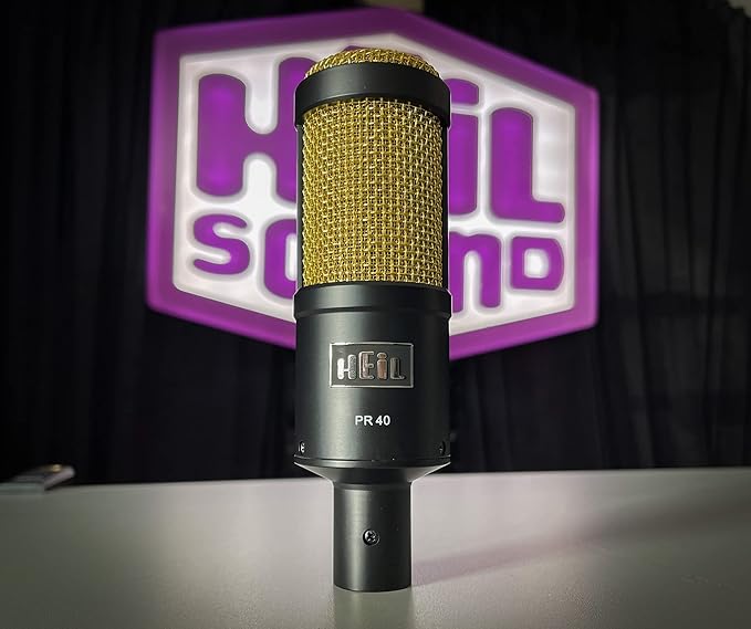 Heil PR 40 Dynamic Microphone for Streaming Podcast Recording and Broadcast XLR Microphone for Live Music Wide Frequency Response Smooth Sound Superior Rear Noise Rejection - Black &amp Gold