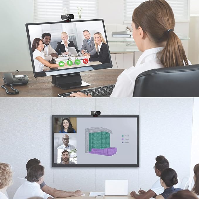 Redragon GW800 1080P PC Webcam with Built-in Dual Microphone 360° Rotation - 2.0 USB Computer Web Camera - 30 FPS for Online Courses Video Conferencing and Streaming