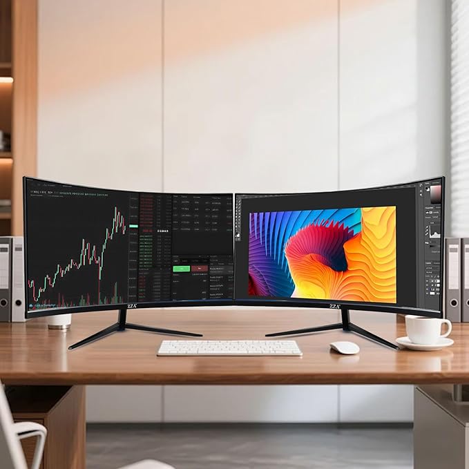 ZZA 27 Gaming Monitor1920 * 1080P 144Hz Curved Computer MonitorHDMI *1VGA*1Tilt AdjustableVESA Compatible Black