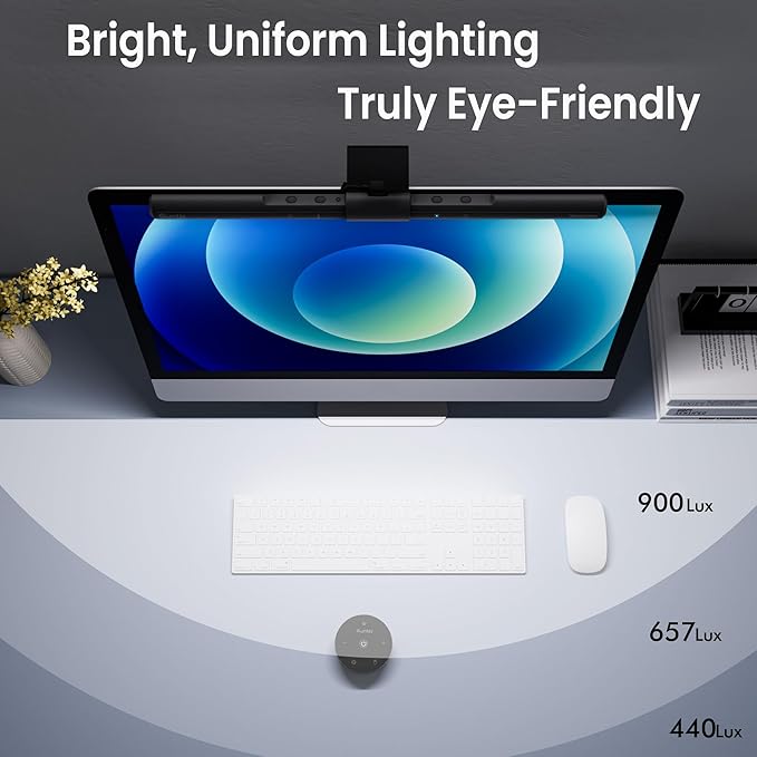 Quntis Computer Monitor Lamp Screen Monitor Light Bar for Eye Caring USB Reading LED Task Lamp with Auto-Dimming Dimmable Light Bar Touch Control No Glare Space Saving Home Office Desk Lamps