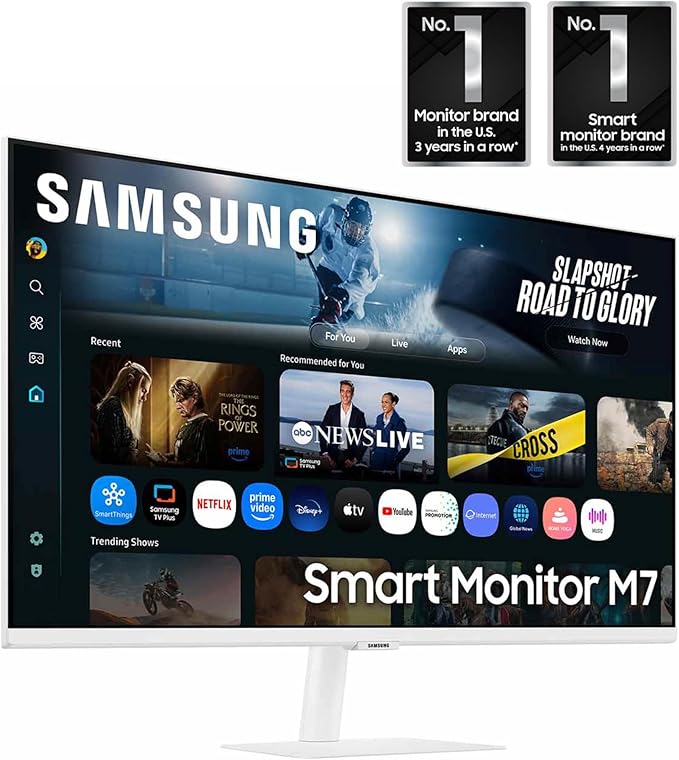 Samsung 32” Smart Monitor M7 (M70F) 4K UHD Display Samsung Vision AI Smart TV Apps Gaming Hub USB-C HDMI and USB-A White LS32FM703UNXZA 2025