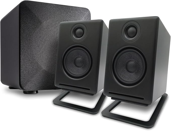 Audioengine A2 Black Computer Speakers with S6 Subwoofer and DS1M Stands
