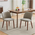 Adjustable Office Computer Chair with Armrest 2pcs Linen Fabric Upholstered Dining Chair with Sold Wood Legs Wing Backrest(Grey)