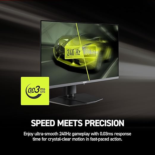 msi MAG 272UP QD-OLED X24 26.5-inch 3840 x 2160 (UHD) Gaming Monitor 240Hz AMD Adaptive-Sync HDR Ready HDMI VGA Port VESA Mountable Tilt 4-Side Slim Bezel 0.03ms Black