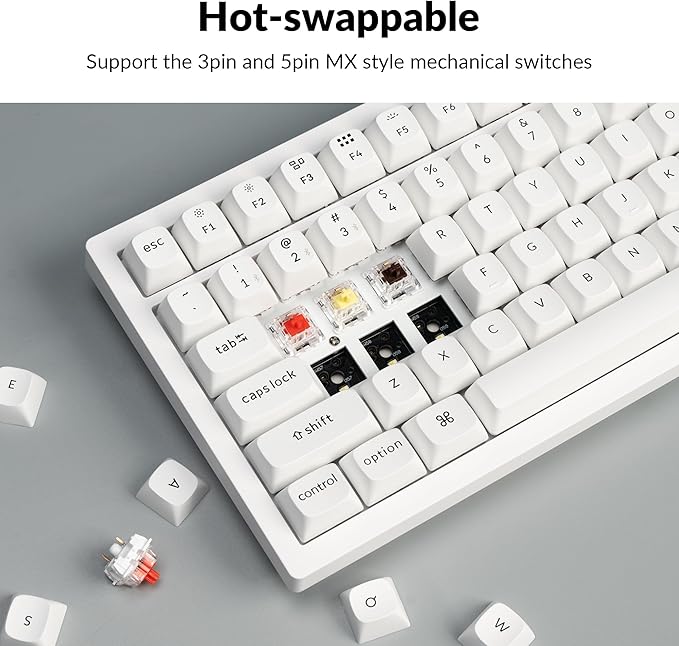Keychron K4 Pro QMK/VIA Bluetooth Wireless Mechanical Keyboard 96% Layout Custom Programmable Gaming Keyboard with White Backlit Hot-Swappable K Pro Red Switch for Mac Windows Linux - White