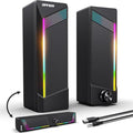 Computer Speakers 2 in 1 PC Speaker  Gaming Speakers for PC Computer Laptop Desktop Monitor RGB Speakers with Touch Sensitive Lighting USB Powered 3.5mm Aux（Package Only Two Speaker No Soundbar）