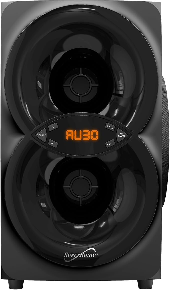 Supersonic SC-1136BT 2.1 CH Multimedia Bluetooth Speaker System 30W RMS with Deep Bass Subwoofer Bluetooth 5.3 USB &amp AUX Input FM Radio Remote Control Full-Range Audio for TV PC Movies &amp