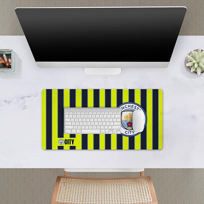 Head Case Designs Officially Licensed Manchester City Man City FC 2024/25 Away Crest Kits &amp Players 23.62 x 11.81 x 0.12 inches (600 x 300 mm) - L Gaming Office Desk PC Keyboard Mouse Mat Pad