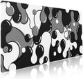 aportt Black White Grey Mouse Pad XXL Anime Cool Geometric Japanese Extended Desk Mat 90X40 CM Non-Slip Rubber Base Stitched Edge Large Mousepad for Gaming Laptop Computer Desktop 35.4×15.7 Inch