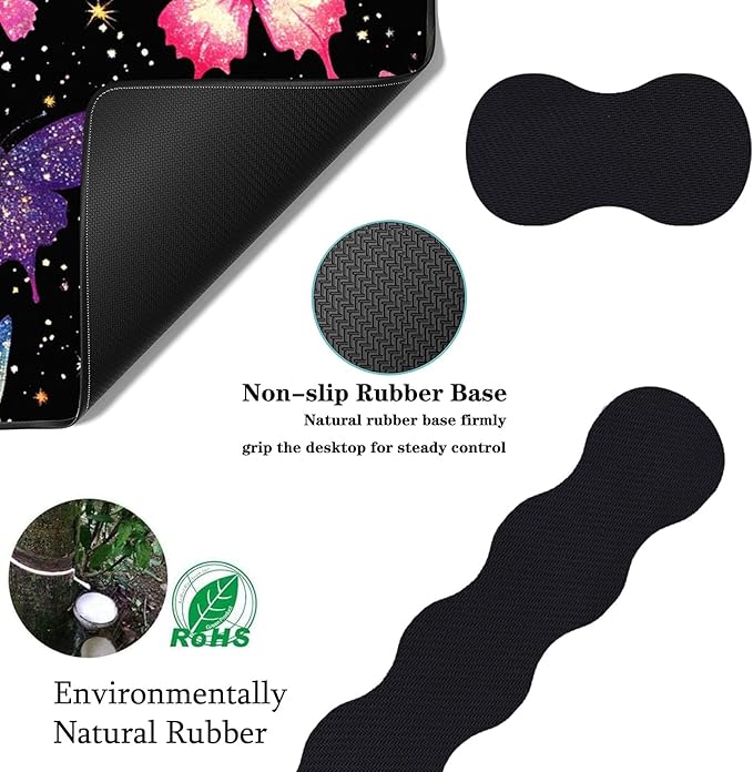 Keyboard Wrist Rest+Mouse Wrist Pad+Desk Pad SetMemory Foam Ergonomic Easy Typing Pain Relief for Computer Laptop Office Home - Butterfly