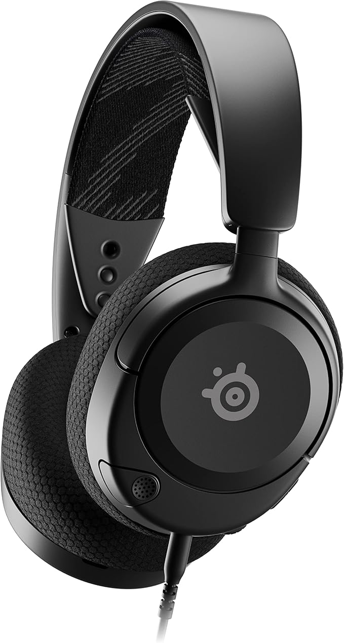 SteelSeries 61606 Arctis Nova 1 Gaming Headphones Wired Sealed Type Compatible with PC PS5 PS4 Switch Bi-Directional Microphone Noise Canceling Space Audio Hi-Fi Sound Adjustable Black