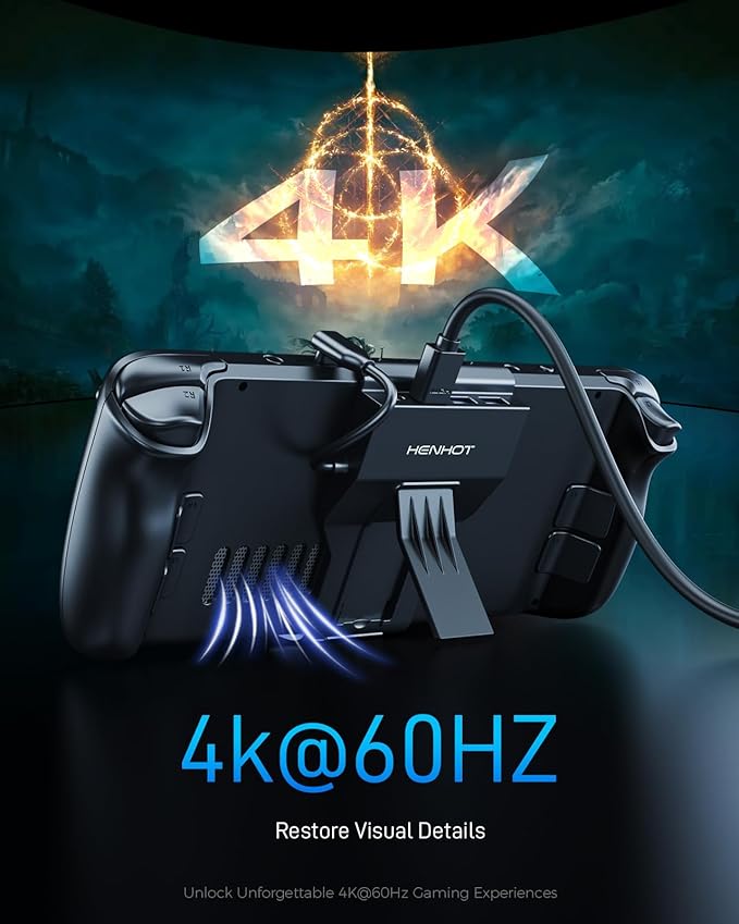 Steam Deck Dock 4-Port USB C Hub with HDMI 2.0 4K@60Hz Dual USB-A 3.0 100W Max PD-in Foldable Stand