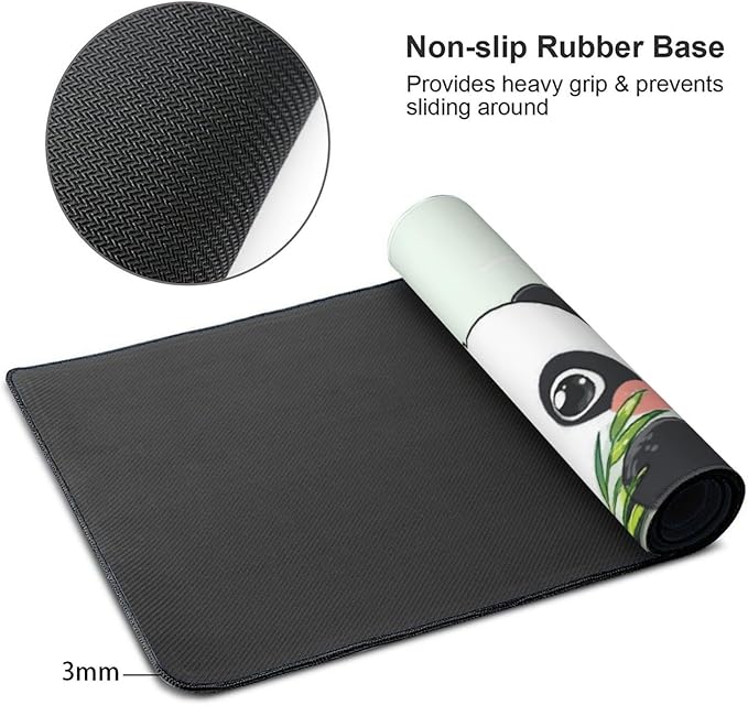 Cute Panda Gaming Mouse Pad Non-Slip Rubber Base 2XL Mousepad with Stitched EdgesWaterproof Washable Mouse Mat for Desk Home Office Gaming 16x35.5in