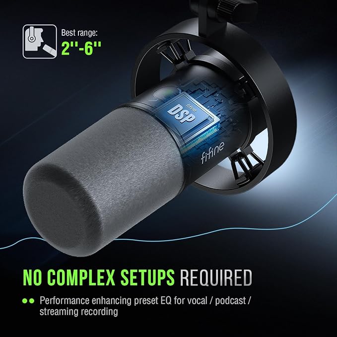 FIFINE Dynamic Microphone XLR/USB Podcast Recording PC Microphone for Vocal Voice-Over Streaming Studio Metal Mic with Mute Headphone Jack Monitoring Volume Control Windscreen-Amplitank K688