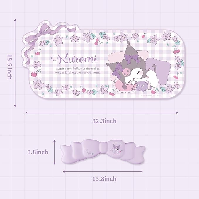 Kawaii Anime Mouse Pad Wrist Rest Support Set - Non-Slip Desk Mat and Memory Foam Bowknot Wrist Rest for Keyboard and MousePerfect for Gaming or Home Office Work - KLM Flower Dream