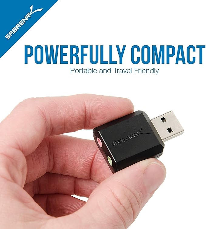SABRENT USB External Stereo Sound Adapter for Windows and Mac. + Premium 3-Port Aluminum Mini USB 3.0 Hub