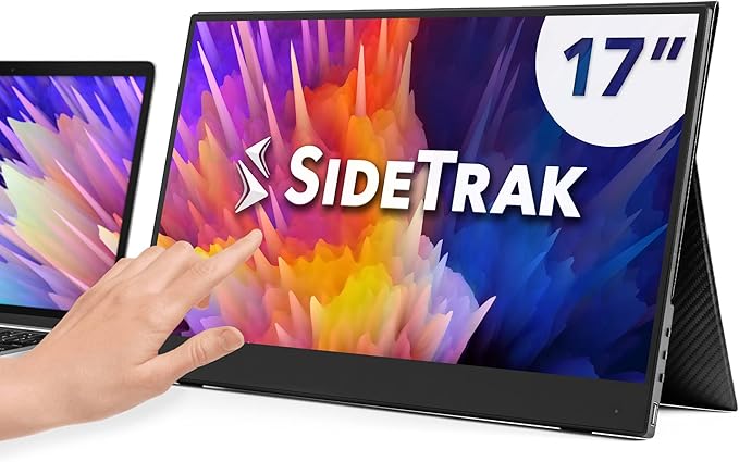 SideTrak Solo 17.3” Touchscreen Portable Full HD LED Monitor Laptop Dual Screen Computer Extender with Large Display Cover for PC Gaming &amp Chrome HDR Enabled Powered by USB-C® or HDMI
