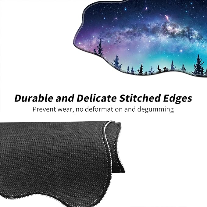 Forest Moon Desk Mat Mouse Pad 35.4X15.7 XL Extended Mousepad Huge Mouse Pads with Stitched Edges Desk Pad for Work Game Office Home