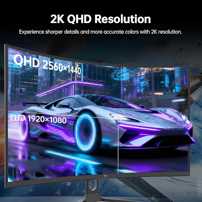 KTC 32 Inch Curved Gaming Monitor 2K 180Hz Computer Monitor Up to 185Hz QHD 1500R PC Monitor 1ms with Adaptive Sync DisplayPort/HDMI/USB VESA Wall Mount Tilt Adjustable H32S5