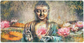 Buddha Pink Lotus Flowers Serenity Large Gaming Mouse Pad Desk Mat with Stitched Edges Non-Slip Base