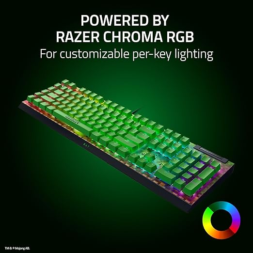 Razer BlackWidow V4 X Mechanical Gaming Keyboard: Green Switches Tactile &amp Clicky - 6 Macro Keys - Chroma RGB - Doubleshot ABS Keycaps - Sound Dampening &amp Stabilizers - Minecraft Edition