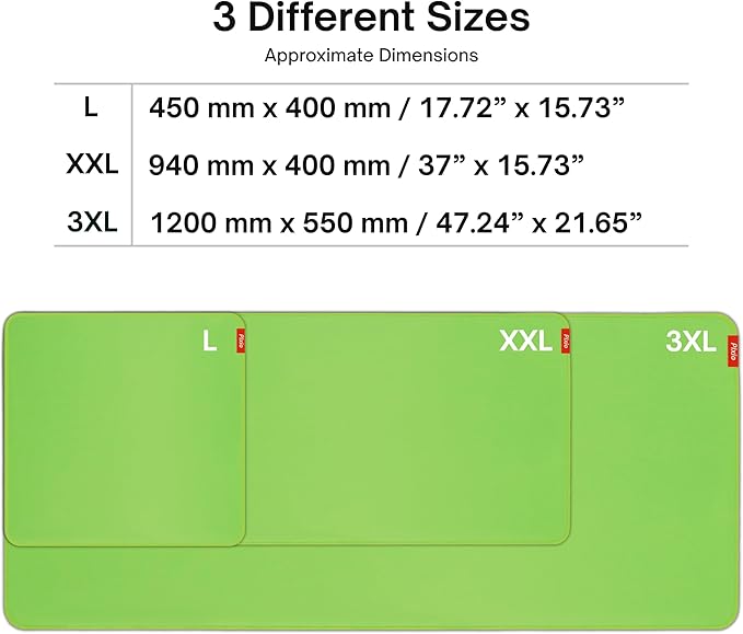 Pixio 2XLarge Green Screen Mouse Mat Chroma Key Durable Smooth Water-Resistant Polyester Surface Rubber Base Mouse Pad - for Gaming Streaming Filming Content Creation with a Clear Background