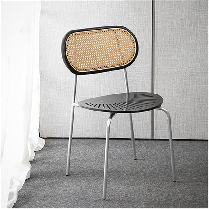 Adjustable Office Computer Chair with Armrest Rattan Woven Living Room Chairs Home Furniture Kitchen Dining Chair Cafe Chair(Silver)
