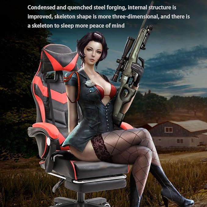 UISLA Swivel Task Ergonomics Lift Seat with footrest High Back Gaming Multifunction with Headrest and Lumbar Support for Video Game Swivel fied