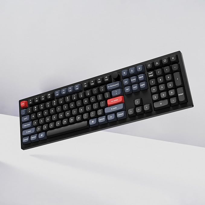 Keychron V6 Wired Custom Mechanical Keyboard Knob Version Full-Size QMK/VIA Programmable Macro with Hot-swappable Keychron K Pro Red Switch Compatible with Mac Windows Linux Black (Non-Transparent)