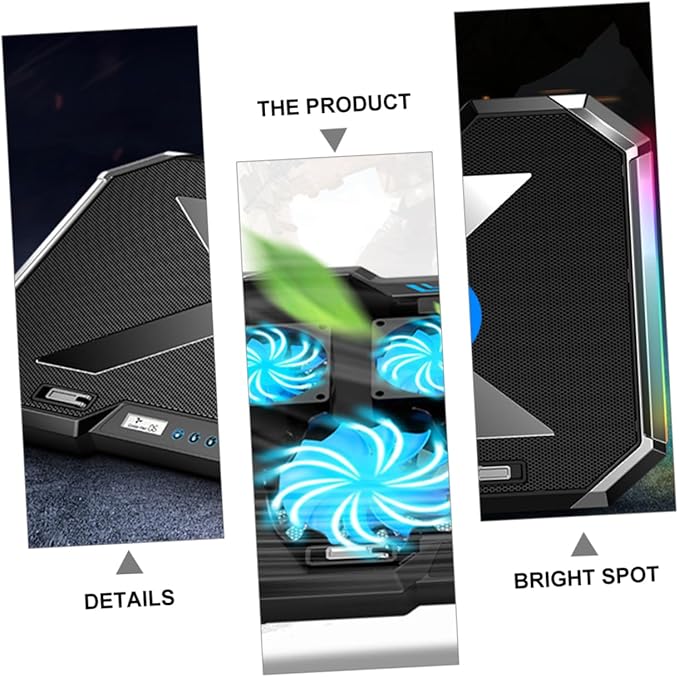 Adjustable RGB Led Laptop Cooler Pad Notebook Cooling Base LCD Touch for Under Gaming and Office