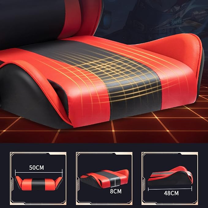 Gaming Chair with Footrest Gamer Chair with Lumbar Support and Headrest Height Adjustable Office Chair with 360°-Swivel Seat red