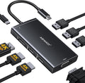 ABIWAZY USB C Docking Station Dual Monitor for HP Dell Lenovo Thinkpad Surface 8 in 1 Computer Multiple Monitor Hub Adapter to Dual 4K HDMIDisplayPortVGA 00W PD3 USB for Windows Laptops(Black)