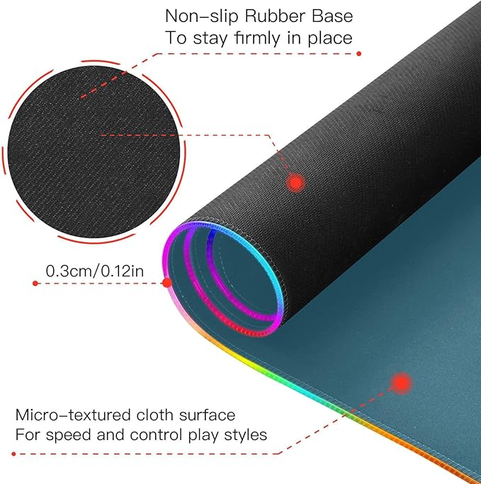 Blue Dark Mouse Pad Gaming Mousepad Non Slip Desk Mat Wireless Charging Keyboard Pad Mats RGB Computer Mouse Pads for Desktop Office Home 35.4 x 15.7 in