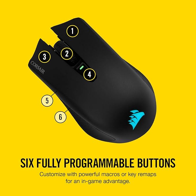 Corsair Harpoon Wireless RGB Lightweight FPS/MOBA Gaming Mouse – 10000 DPI – 6 Programmable Buttons – Low-Latency Bluetooth – iCUE Compatible – PC Mac PS5 PS4 Xbox – Black
