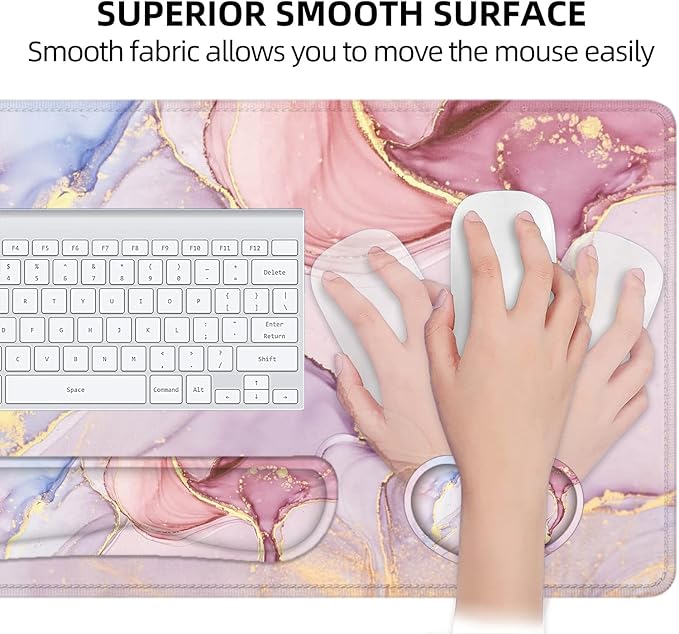 LATEEFAH Desk Mat Mouse Pad with Wrist Rest 4-in-1 Large Mouse Pads for Desk Ergonomic Mouse Pad and Keyboard Wrist Rest Gaming Keyboard Mat for Office Home