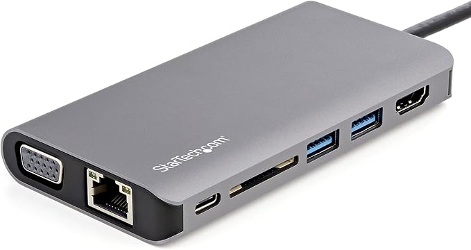 StarTech.com USB C Multiport Adapter - USB-C Mini Travel Dock w/ 4K HDMI or 1080p VGA - 3x USB 3.0 Hub SD GbE Audio 100W PD Pass-Through - Portable Docking Station for Laptop/Tablet (DKT30CHVAUSP)