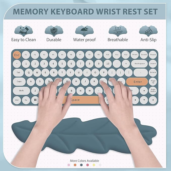Leather Keyboard Wrist Rest Set Wrist Rest for Keyboard and MouseWrist Rest with Non-Slip PU Base Comfortable Memory Foam Ergonomic Wrist Support Pad Arm Cushion for Computer Laptop Mac Dark Green
