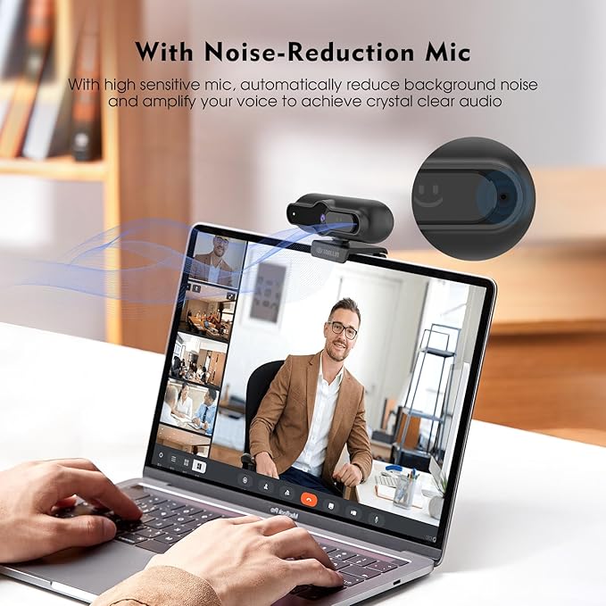 TOALLIN 4K Webcam for PC 1080P@60FPS PDAF Autofocus 1/2.5 Sensor &amp 12MP Built-in Mic and Sliding Privacy Cover USB Web Camera for Gaming Conferencing Streaming and Video Calls