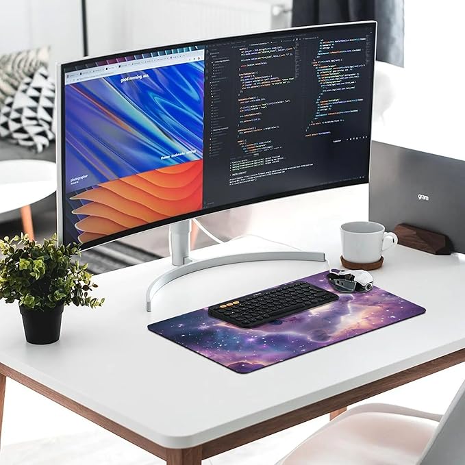 XXL Gaming Mouse Pad Animal Galaxy Cat XXL Gaming Mouse Pad Large Desk Mat Protector for Desktop Anti-Slip Rubber Extended Computer Keyboard Mat Writing Pad for Work Office 15.7 * 35.4 inB-1770