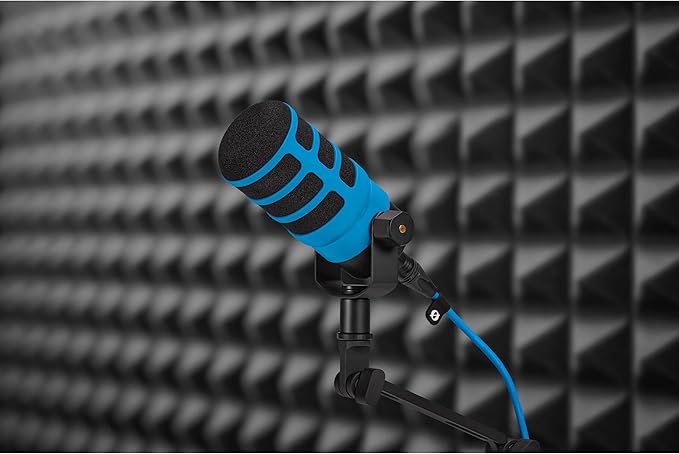 Rode PodMic Cardioid Dynamic Broadcast Microphone with WS14 PodMic Pop Filter - Blue