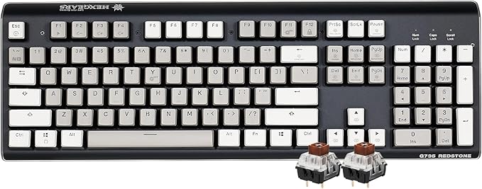 Hexgears GK735 Wired Full Size Mechanical Keyboard Aluminum Housing Built for Gamers w/Kailh Box Brown Switch White Backlit + Surrounded by RGB Light Strip 104 Keys Gaming Keyboard for PC/Mac