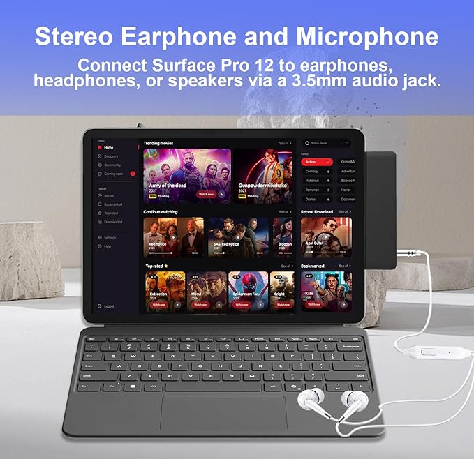 Surface Pro 12 USB Hub Adapter Docking Station with 4K HDMI USB-C Thunderbolt 4 (Display+Data+100W PD) 2 USB 3.0 3.5mm Audio SD/TF Card Slot Accessories for Surface Pro 12 inch 2025