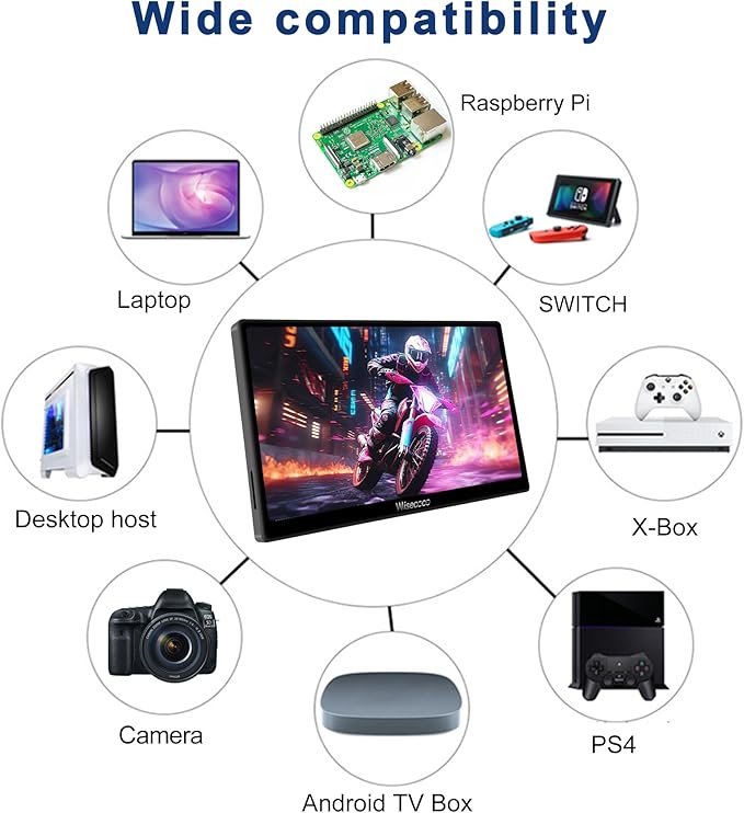 7 inch Portable Monitor Touchscreen IPS 1080P 1920x1080 120Hz Mini LCD Display Second Screen USB C HDMI Ultra Thin for Raspberry Pi 5/4 Switch PS5 Xbox Laptop PC
