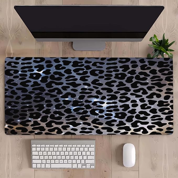 Galaxy Universe Leopard Cheetah Large Mouse Pad Gaming Mousepad Desk Mat for Desktop Computer Keyboard Waterproof Mouse Mat Desk Pad with Non-Slip Base for Game School Office Home 35.4 x 15.7