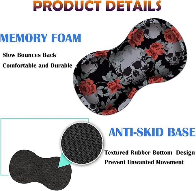 Extended Gaming Mouse Pad Desk Pad Keyboard Pad Mouse Wrist Rest and Coaster Anti-Slip Rubber Base Mouse Pad Suitable for Gaming and Office Human Skulls Vintage Roses
